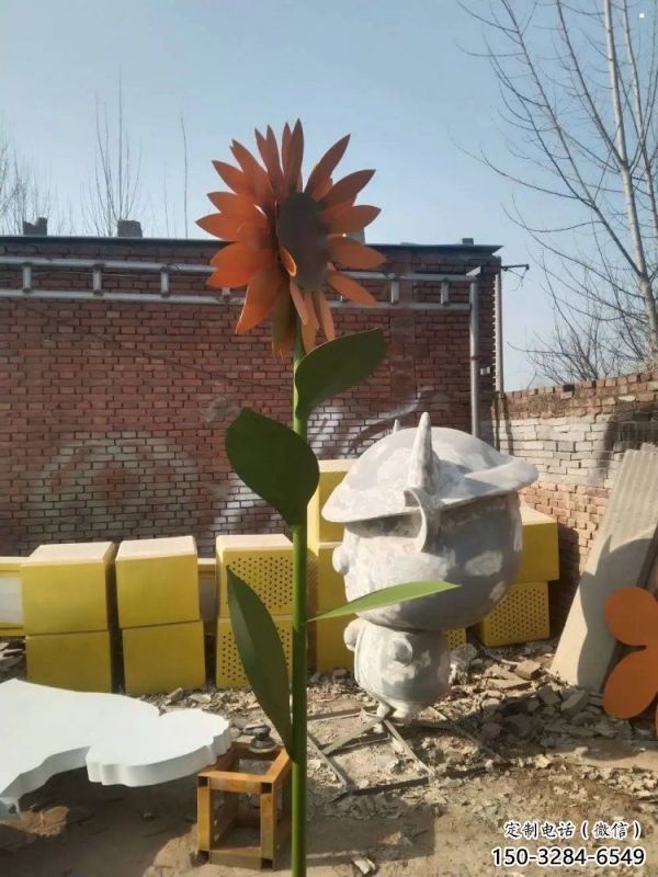 海東太陽花雕塑工程，美陳雕塑，玻璃鋼太陽花雕塑廠家