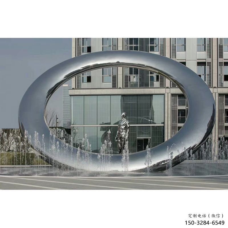 玉樹小區圓環雕塑，水簾噴泉雕塑，水景藝術效果