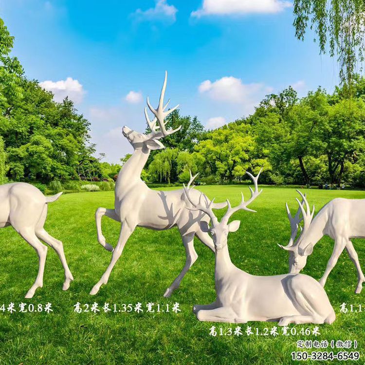 朔州梅花鹿雕塑定價，景觀概念，玻璃鋼梅花鹿雕塑預定