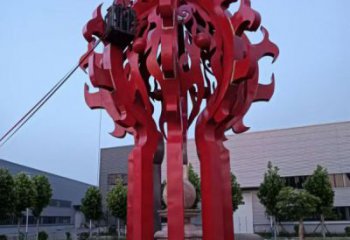 大東火球雕塑，精神堡壘火球雕塑落地展示