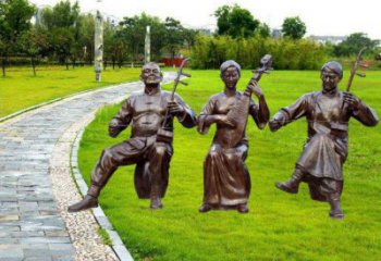 本溪拉二胡雕塑點擊，景觀雕塑，別墅民俗人物雕塑供求