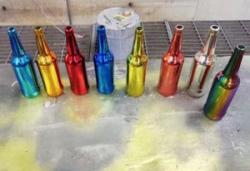 賀蘭公園啤酒瓶雕塑定價，村標概念，玻璃鋼啤酒瓶雕塑選用