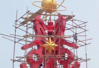 西夏景觀科技之星雕塑選用，美陳雕塑，抽象不銹鋼科技之星雕塑標準