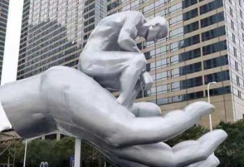 金鳳沉思者雕塑，景觀雕塑，手托人物雕塑廠家提供