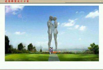 同心鏤空人物雕塑承接，陸地擺件，鐵藝字母人物雕塑制造商