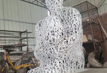 原州大型鏤空人物雕塑常用，戶外擺放，鐵藝字母人物雕塑展示