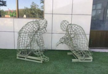 濰坊鏤空下棋雕塑供需，廣場(chǎng)雕塑，鐵藝民俗人物雕塑選用