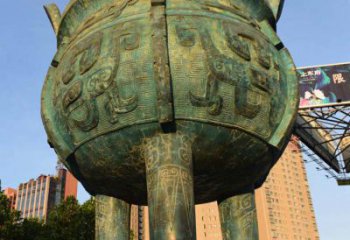 棗莊鑄造三足圓鼎銅雕