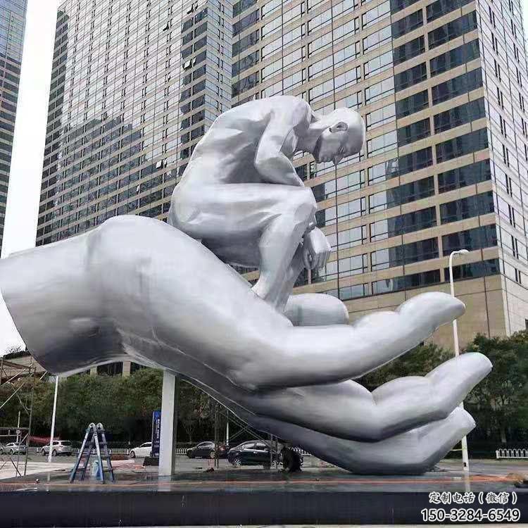 拉薩市沉思者雕塑，景觀雕塑，手托人物雕塑廠家提供