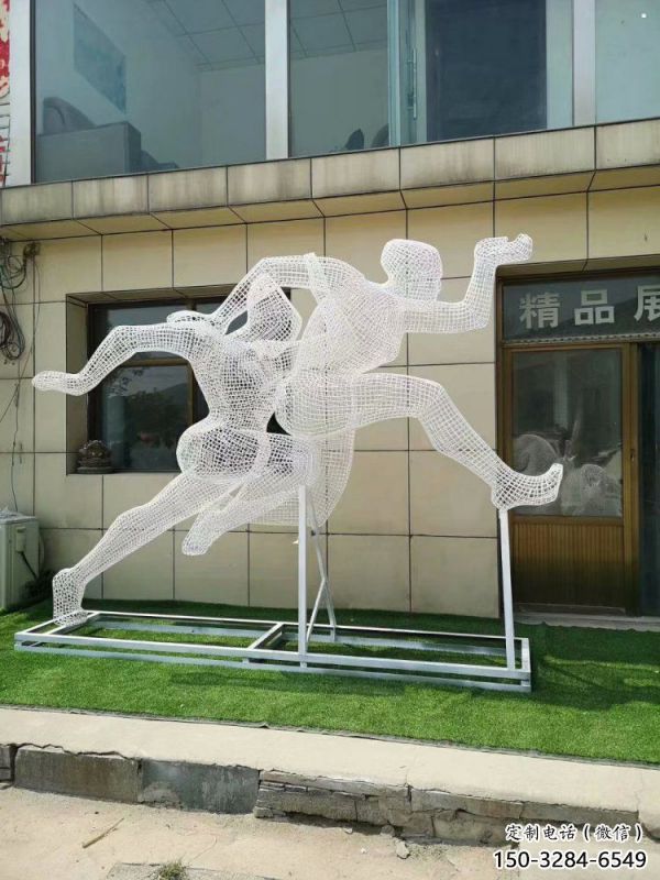 和田鏤空體育雕塑供求，白鋼構件，鐵藝人物雕塑觀賞型