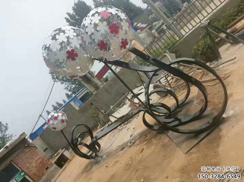 昆明大型蒲公英坐凳雕塑，現代元素設計，不銹鋼坐凳雕塑