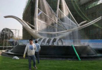 克孜勒蘇柯帆船噴泉雕塑，水景水秀組合，旱地帆船噴泉雕塑廠家