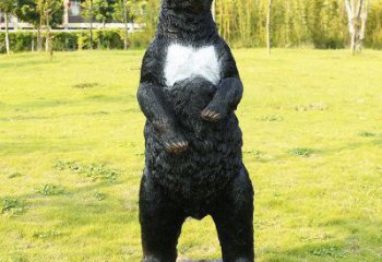 萬盛街道黑熊雕塑，仿真動物雕塑，古銅效果