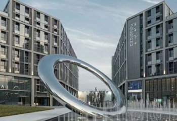 大渡口水簾圓環雕塑，直噴式旱地水景噴泉雕塑